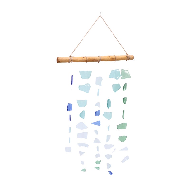 Sea Glass and Wood Chime Handcrafted Outdoor Wind Chime Decoration for Outside Patio Home Garden - Image 2