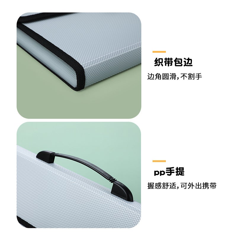 Large Capacity Portable Folder Test Paper Storage Folder Data File Briefcase A4 Multi-Layer Diamond Organ Bag - Image 5