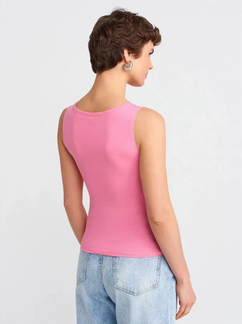 Dilvin Dilvin Sleeveless Slim-Fit Boat Neck Blouse
