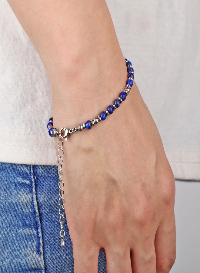 LPBeads أساور LPBeads صغيرة من خرز اللازورد مقاس 4 مم للنساء، مجوهرات ساحرة من الأحجار الكريمة، أساور قابلة للتعديل، هدايا للأم، الابنة، الزوجة، زميلات العمل، الصديقات، الصديقة المقربة - Image 4