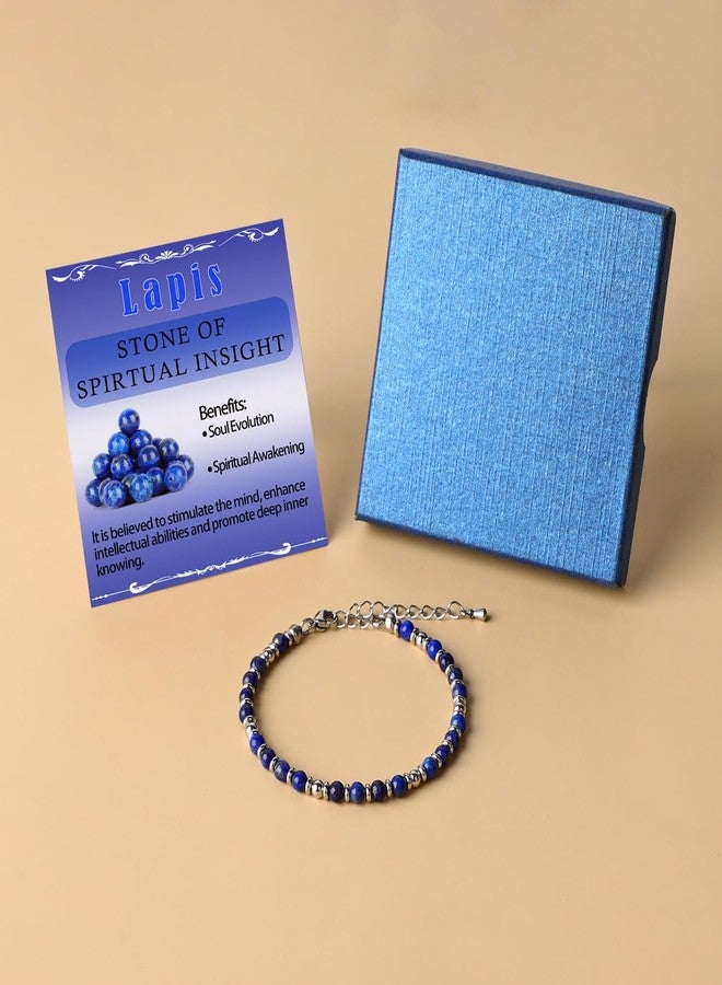 LPBeads أساور LPBeads صغيرة من خرز اللازورد مقاس 4 مم للنساء، مجوهرات ساحرة من الأحجار الكريمة، أساور قابلة للتعديل، هدايا للأم، الابنة، الزوجة، زميلات العمل، الصديقات، الصديقة المقربة - Image 5