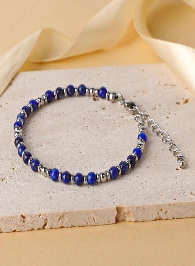 LPBeads أساور LPBeads صغيرة من خرز اللازورد مقاس 4 مم للنساء، مجوهرات ساحرة من الأحجار الكريمة، أساور قابلة للتعديل، هدايا للأم، الابنة، الزوجة، زميلات العمل، الصديقات، الصديقة المقربة - Image 3
