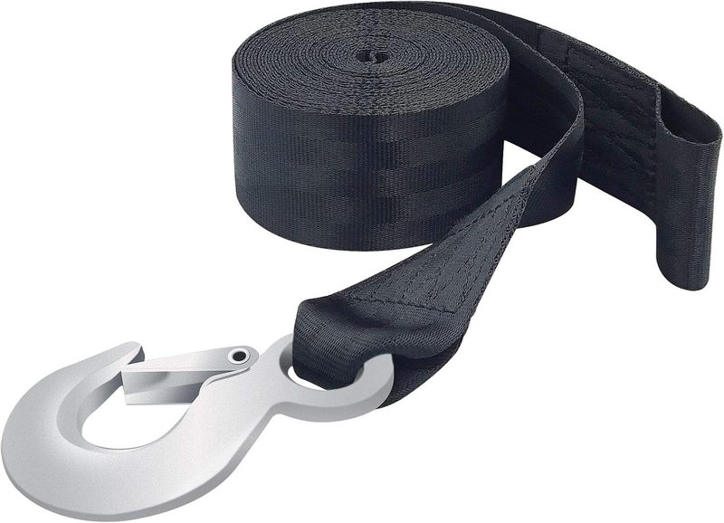 Bueake Tow Strap with Hooks 2 Inch x 20 Foot, 20,000 lbs Capacity Tow Rope - Heavy Duty Emergency Towing Straps for Vehicles, Cars, Trucks, ATV, for Roadside Recovery, not for Off-Road Recovery (Black) - Image 1