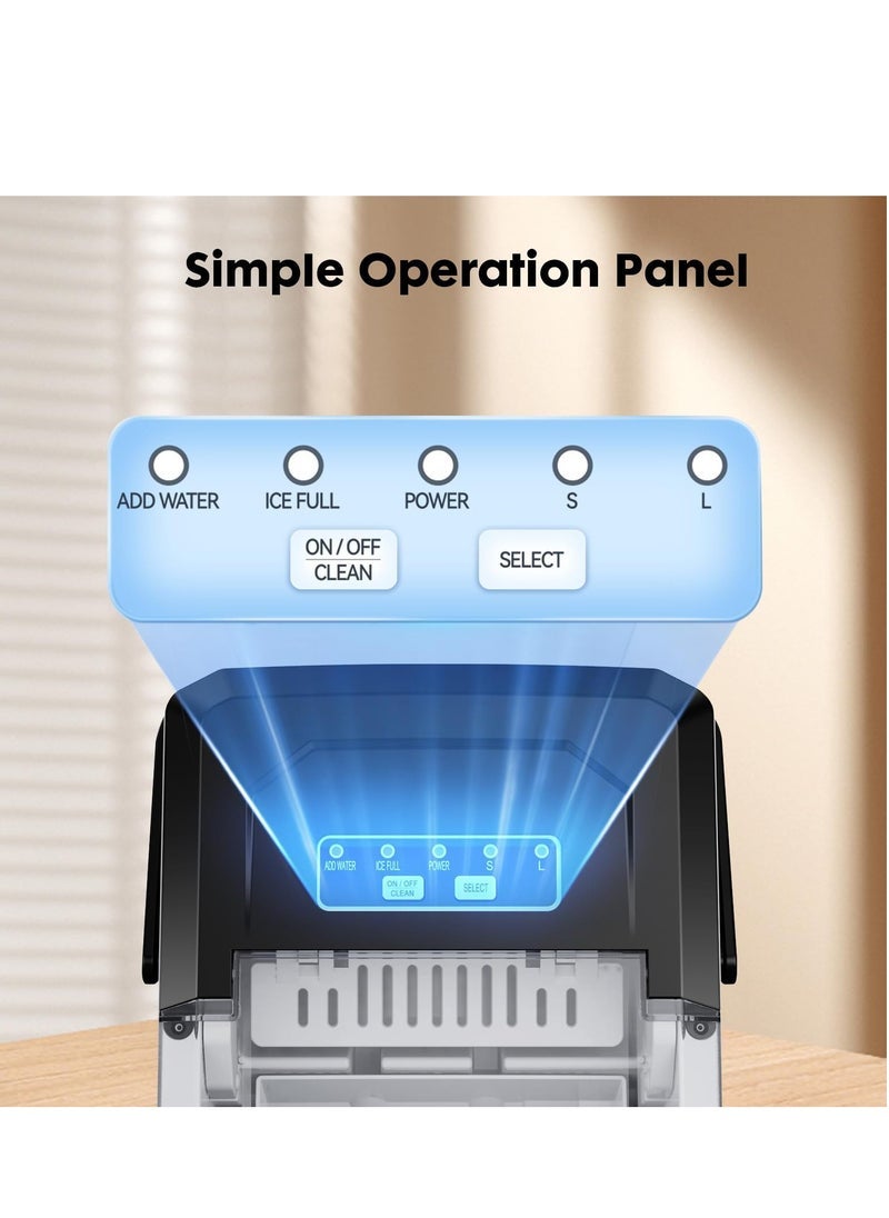 شو وو ماكينة صنع ثلج محمولة، ماكينة صنع ثلج أوتوماتيكية صغيرة منزلية، ماكينة صنع ثلج مع وظيفة التنظيف الذاتي، تتضمن سلة ومغرفة باللون الأسود - Image 5