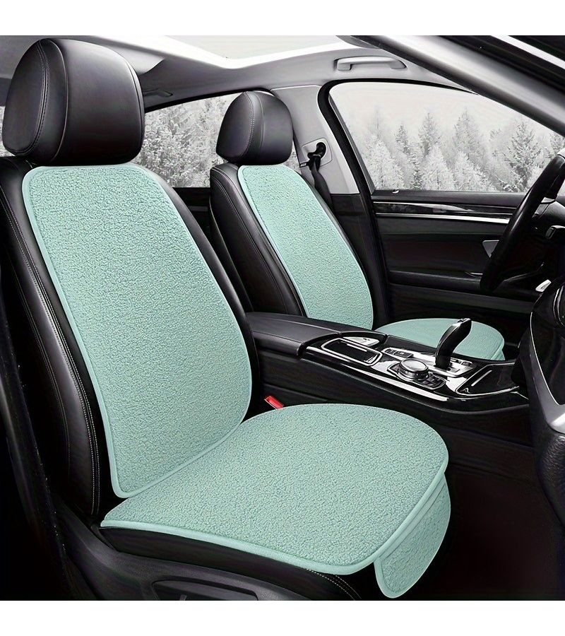 Red Plush Car Seat Cushion With Backrest Fit Cars Trucks SUVs MPVs - Image 1