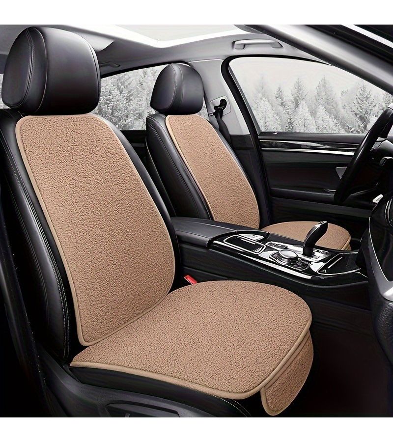 Red Plush Car Seat Cushion With Backrest Fit Cars Trucks SUVs MPVs - Image 4