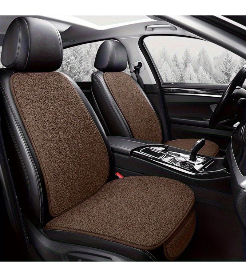 Red Plush Car Seat Cushion With Backrest Fit Cars Trucks SUVs MPVs - Image 3