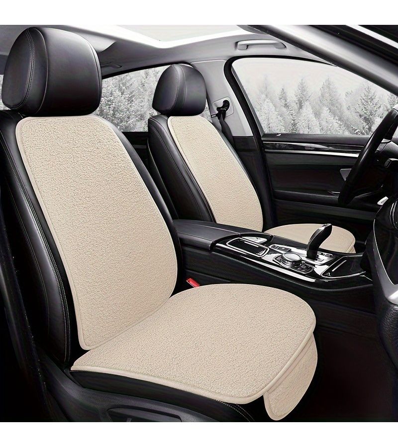 Red Plush Car Seat Cushion With Backrest Fit Cars Trucks SUVs MPVs - Image 5