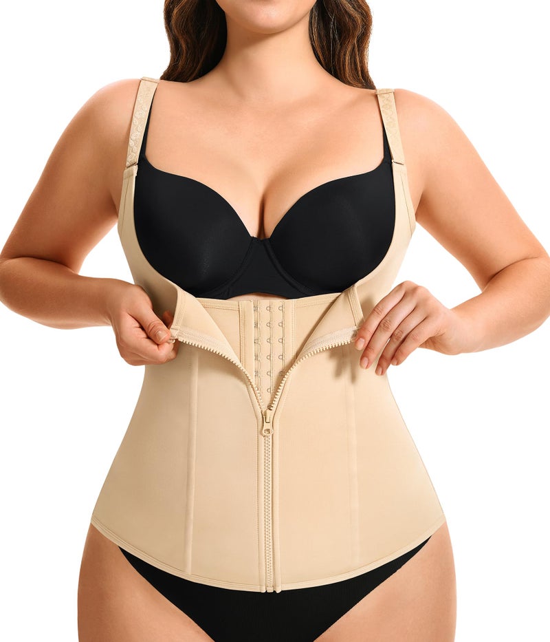Eleady Women's Underbust Corset Waist Trainer Cincher Steel Boned Body Shaper Vest with Adjustable Straps (3XL, Beige) - Image 1