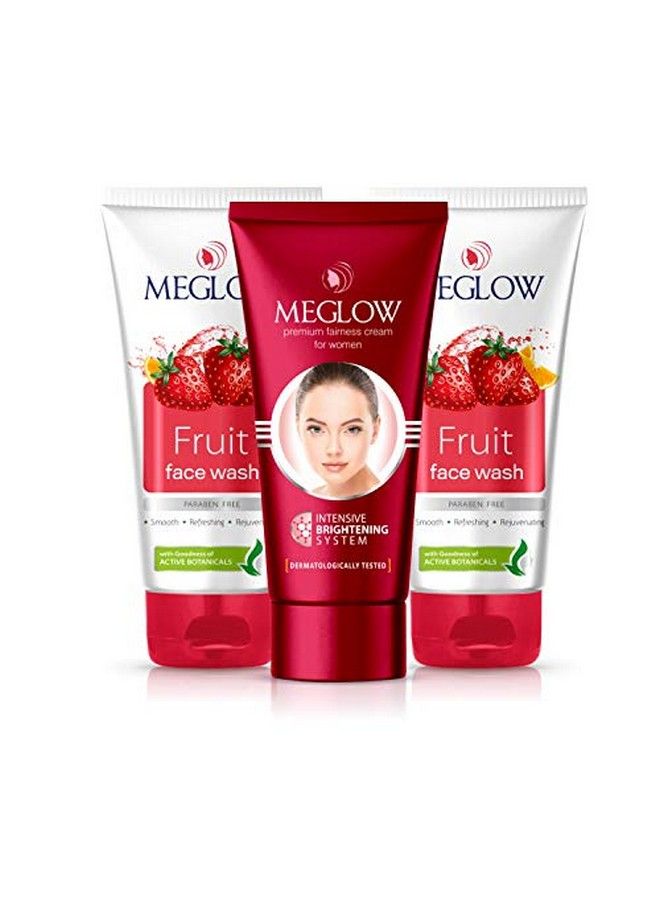 MEGLOW Premium Fairness Cream For Women 50 Gm (1) + Fruit Face Wash 70 Gm (2) With Paraben Free Formula For Glowing And Nourished Skin Combo Pack Of 3 - Image 2