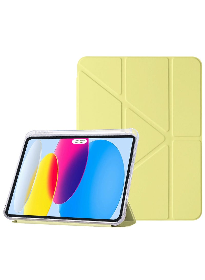 Rock Pow Clear Case for iPad Pro 13 Inch M5 2025/iPad Pro 13 inch M4 2024 Case with Pencil Holder,Transparent Hard PC Back,Trifold & Y Stand, Auto Wake/Sleep,Durable Protection Cover For iPad Pro 13 inch M4/M5 2024/2025,Yellow - Image 1