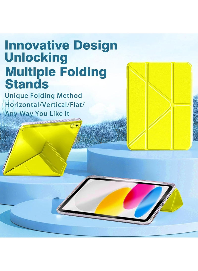 Rock Pow Clear Case for iPad Pro 13 Inch M5 2025/iPad Pro 13 inch M4 2024 Case with Pencil Holder,Transparent Hard PC Back,Trifold & Y Stand, Auto Wake/Sleep,Durable Protection Cover For iPad Pro 13 inch M4/M5 2024/2025,Yellow - Image 5