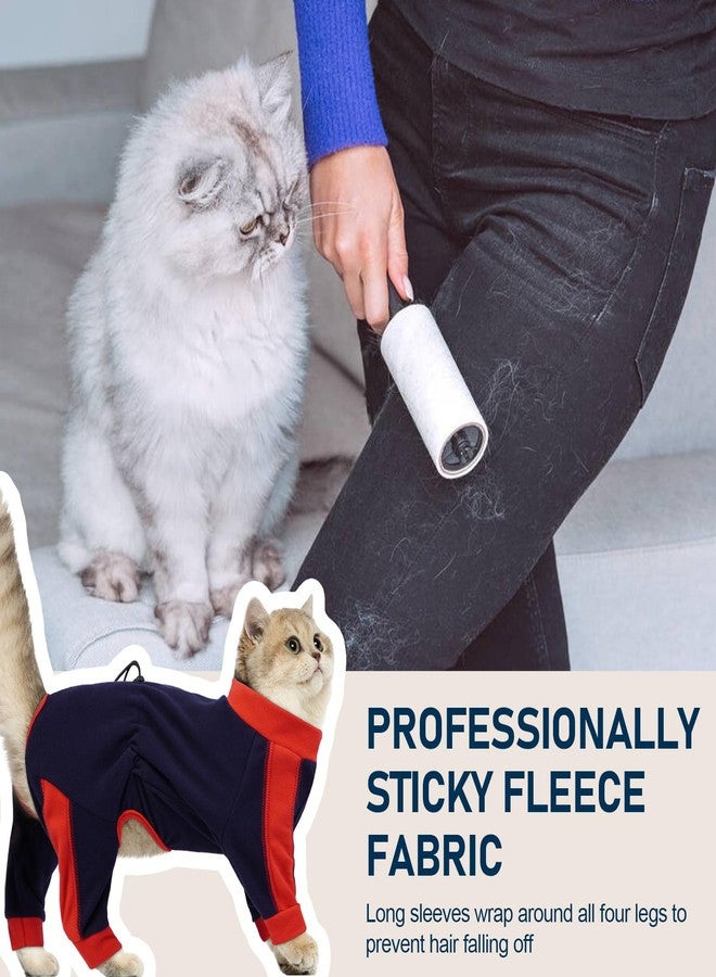 ADNIKIA Cat Pajamas for Cats Only, Sticky Hair Cat Clothes, Long Sleeve Sphynx Clothes, Anti-Licking or Skin Disease Recovery Suit for Female Cats, Kitten Onesie Pajamas, DarkBlue, 2XL - Image 4