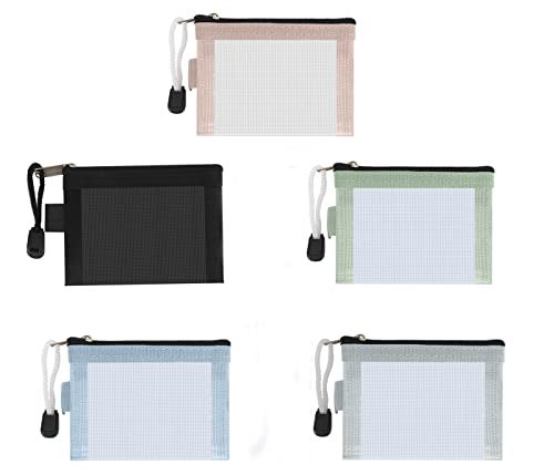 Classycoo Mini Zipper Mesh Bags 5 Pack, 3" x 4.3" Nylon Small Zipper Mesh Pouch Key Holder, Coin Purse, Card Holder, Portable Travel Makeup Cosmetic Bags for Lipstick, Earphone, Credit Car - Image 1