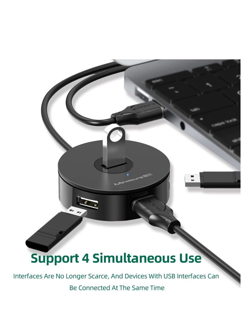 SOLARAE USB 2.0 hub, Portable 4-Port Adapter, Suitable for Printers, USB Splitter with a USB C to USB Adapter, Use with Card Readers, U disks (Black) - Image 5