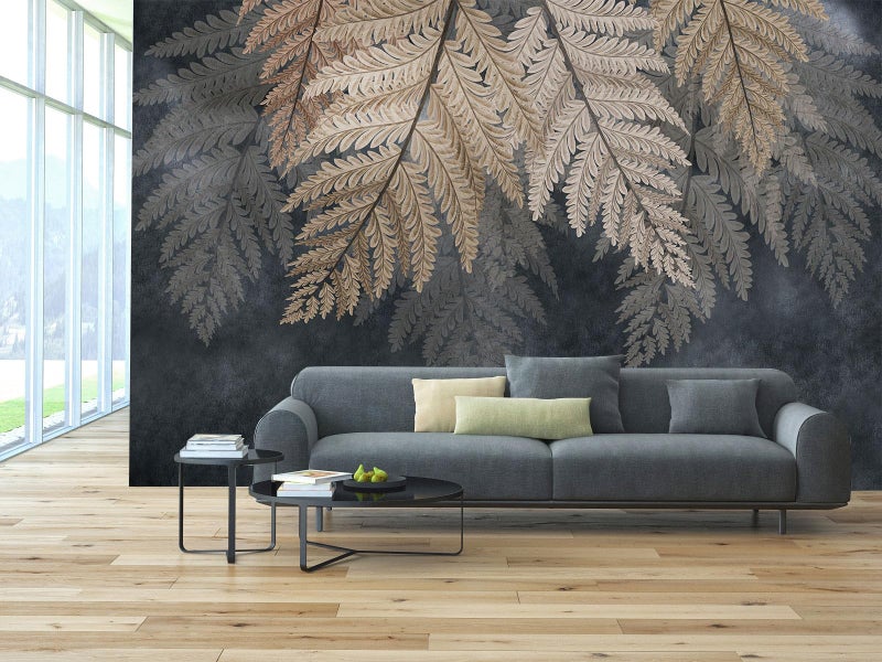 WFBHUA-Vintage Botanical Leaf Wallpaper Mural Dark Plant Leaves Wall Murals Decor for Living Room Bedroom(Not Peel and Stick) - Image 2