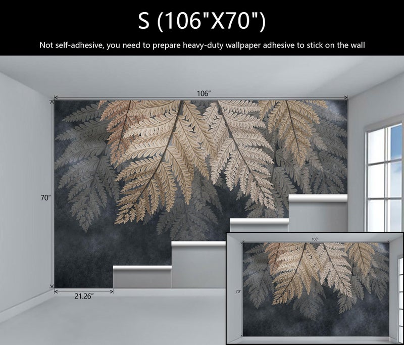 WFBHUA-Vintage Botanical Leaf Wallpaper Mural Dark Plant Leaves Wall Murals Decor for Living Room Bedroom(Not Peel and Stick) - Image 4