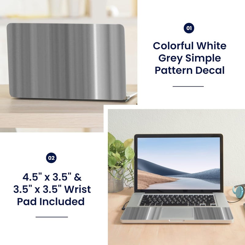 LSS Laptop 17-17.3" Skin Cover with Colorful White Grey Simple Pattern for HP Apple Asus Acer Compaq - Fits 16.5" 17" 17.3" 18.4" 19" (2 Wrist Pads Free) - Image 2