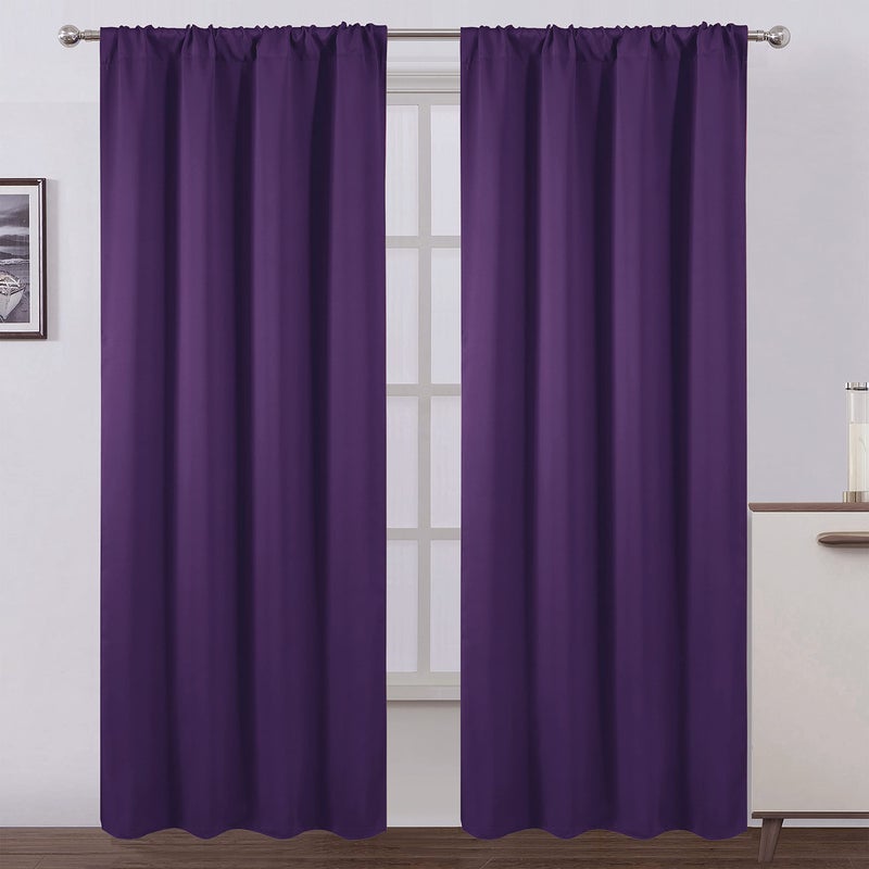 LEMOMO Purple Blackout Curtains42 x 84 InchSet of 2 Panels Room Darkening Curtains for Bedroom