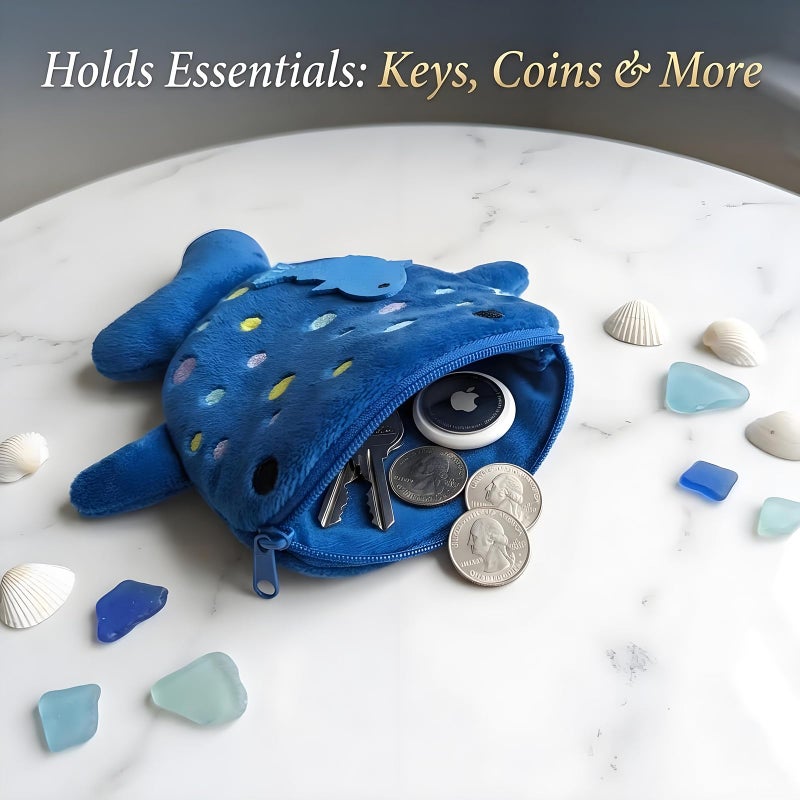 cioatu Coin Purse Keychain,Soft Zipper Coin Purse Change Purse,Handmade Purse Bag Charm Gift for Women (Dark Blue) - Image 3