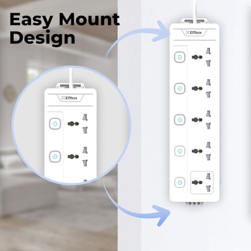 EMBOX Extension Board with Switches 2500 W, 5 Universal Sockets, Individual Switch, Safety Shutter, 6 amp Spike Guard, LED Indicator and Safety Shutter - Image 4