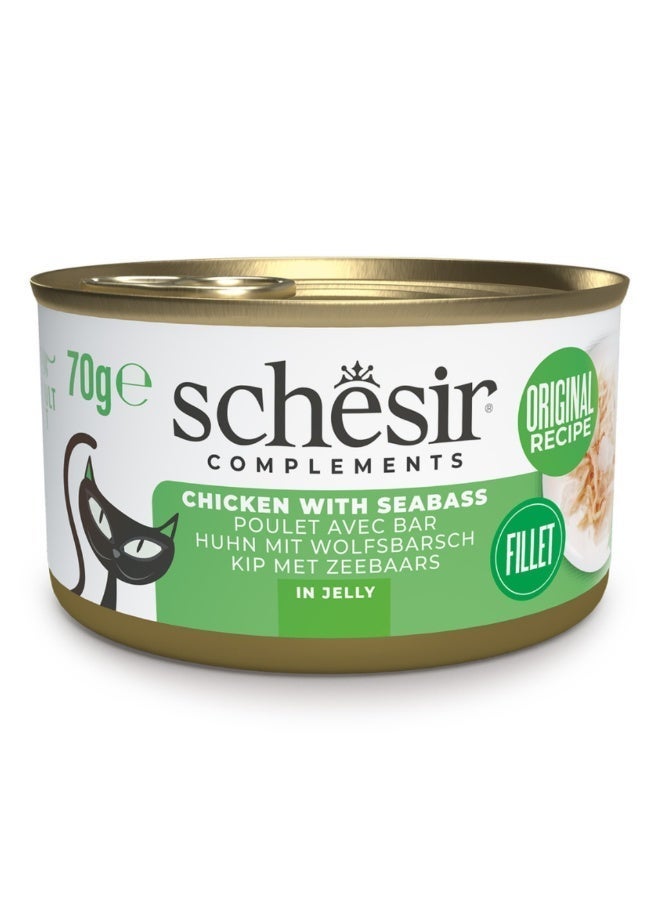 Schesir Complements Cat Wet Food Chicken with Seabass 12×70g | High Protein Jelly Pouch, Natural Flavors, Hydrating & Complete Nutrition for Adult Cats - Image 2