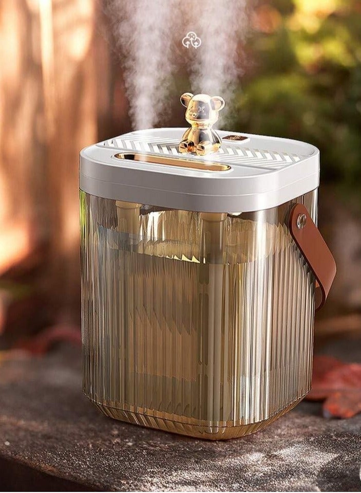 بلان A مرطب هواء بتصميم الدب الذهبي – بخاخ رذاذ ناعم، سعة 2000 مل، ضوء ليلي مهدئ، يعمل عبر USB، سهل التنظيف، إيقاف تلقائي، مثالي لغرف النوم، الأطفال، والمكاتب - Image 2