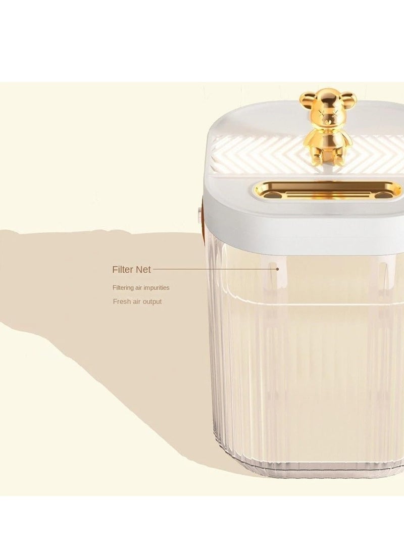 بلان A مرطب هواء بتصميم الدب الذهبي – بخاخ رذاذ ناعم، سعة 2000 مل، ضوء ليلي مهدئ، يعمل عبر USB، سهل التنظيف، إيقاف تلقائي، مثالي لغرف النوم، الأطفال، والمكاتب - Image 4