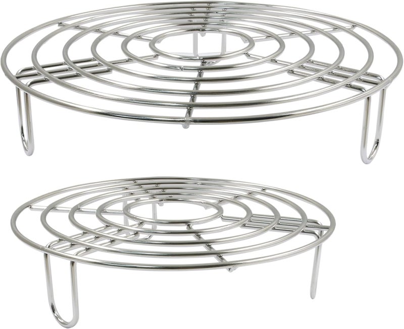 Coufce 2PCS Round Cooling Racks Stainless Steel Steamer Rack Roasting Rack Cooking Grid Grill Rack Steaming Baking Rack Fits Air Fryer Stockpot Pressure Cooker Round Cake Pan Oven(8",6.89") - Image 1