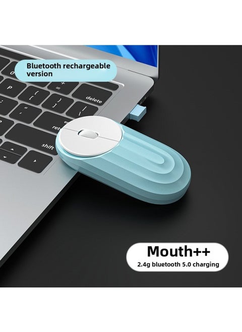 Wireless Mouse Rechargeable Silent Bluetooth Dual-mode Home Office Laptop Desktop External Unlimited Mouse-Specifications:2.4G+bluetooth Dual Template [matcha Blue] Comes With Mouse Pad + Sticker - Official Standard