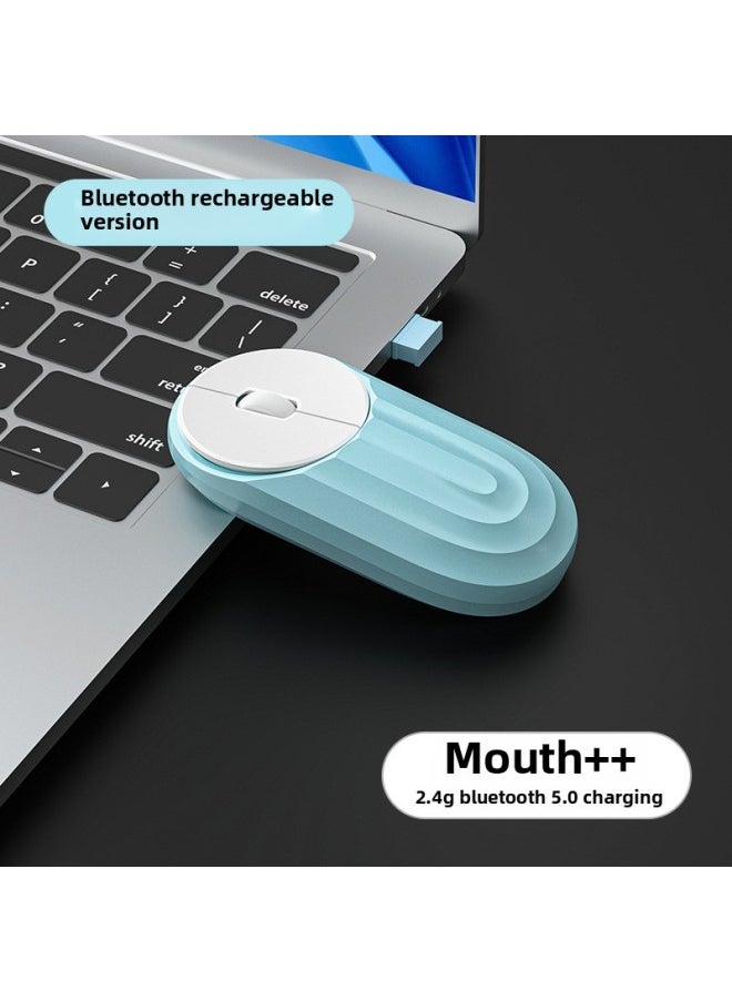 Wireless Mouse Rechargeable Silent Bluetooth Dual-mode Home Office Laptop Desktop External Unlimited Mouse-Specifications:2.4G+bluetooth Dual Template [matcha Blue] Comes With Mouse Pad + Sticker - Official Standard