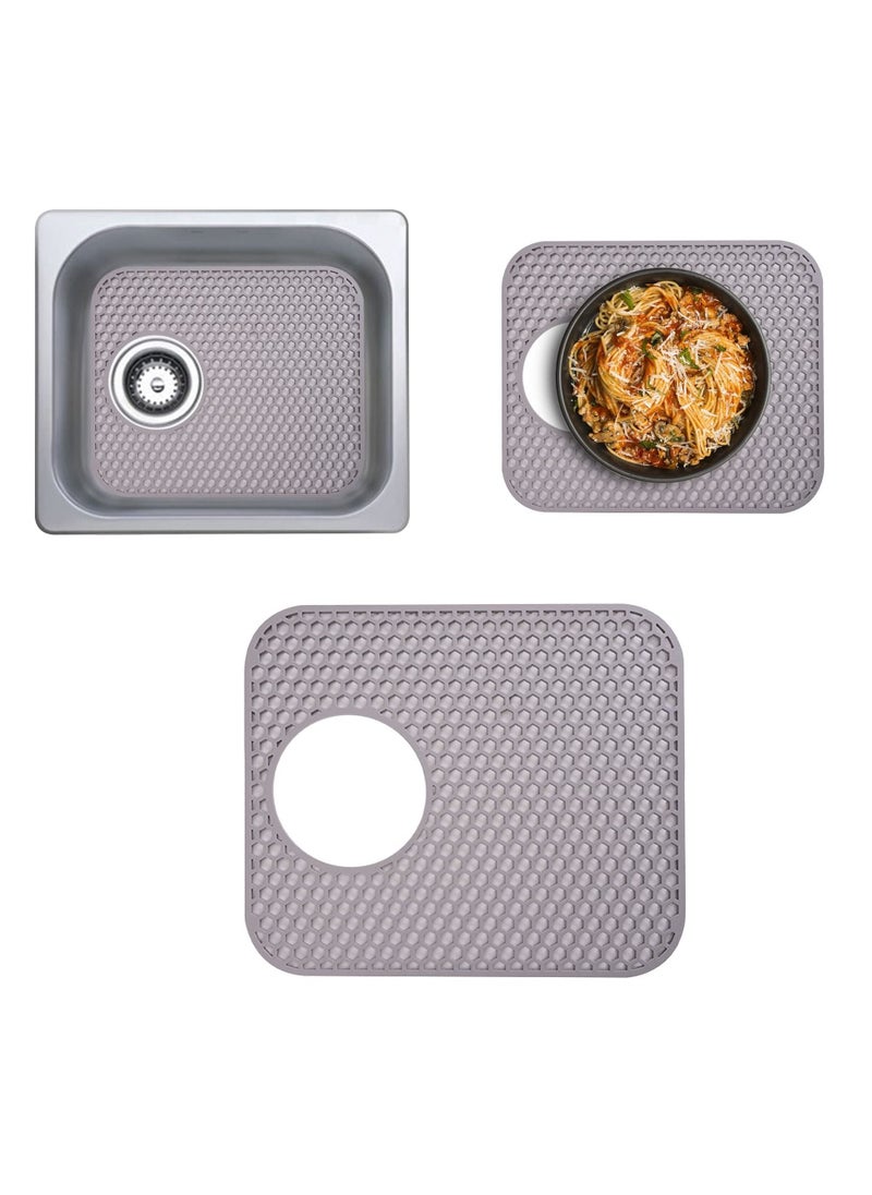 Excefore Silicone Kitchen Sink Mat, Folding Heat Resistant Non-Slip Sink Protectors, Kitchen Sink Mats Grid Accessory for Stainless Steel Sink, Bathroom Sink, Porcelain Bowl (Grey)  - Image 1