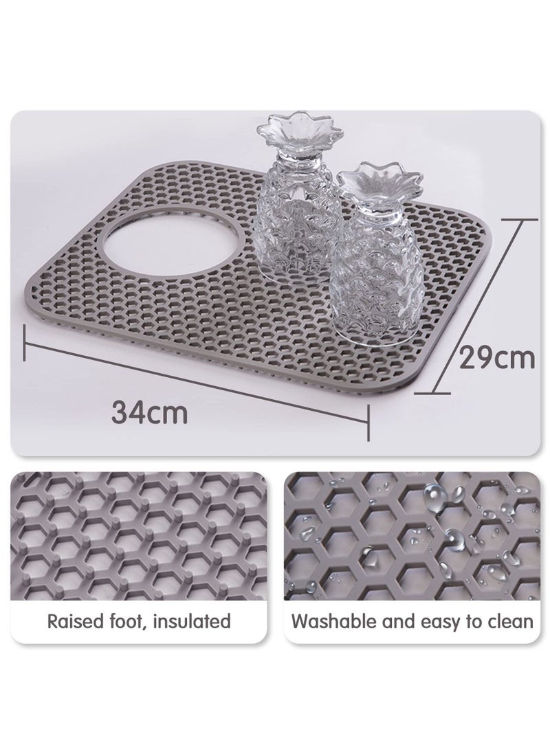 Excefore Silicone Kitchen Sink Mat, Folding Heat Resistant Non-Slip Sink Protectors, Kitchen Sink Mats Grid Accessory for Stainless Steel Sink, Bathroom Sink, Porcelain Bowl (Grey)  - Image 3