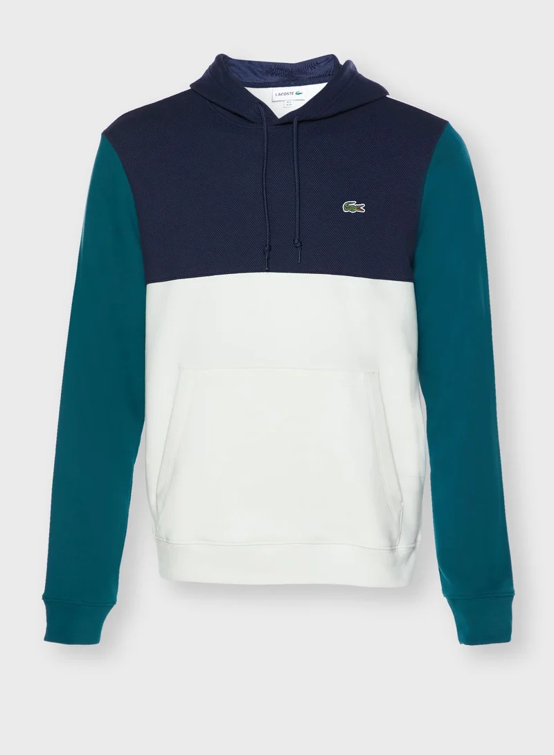 LACOSTE Color Block Fleece Hoodie