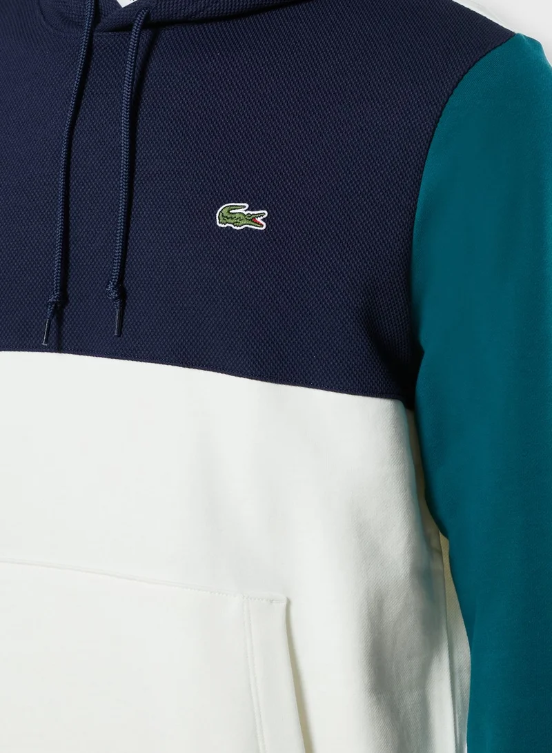 LACOSTE Color Block Fleece Hoodie