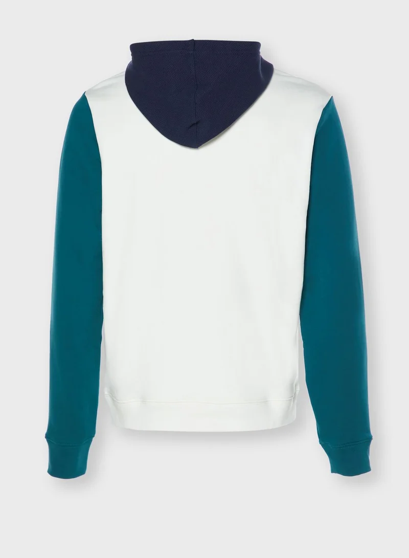 LACOSTE Color Block Fleece Hoodie