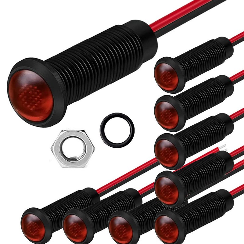 Gebildet 10pcs LED Plastic Indicator Pilot Light AC/DC 12-24V Mounting Hole Size 6mm(Red) - Image 1