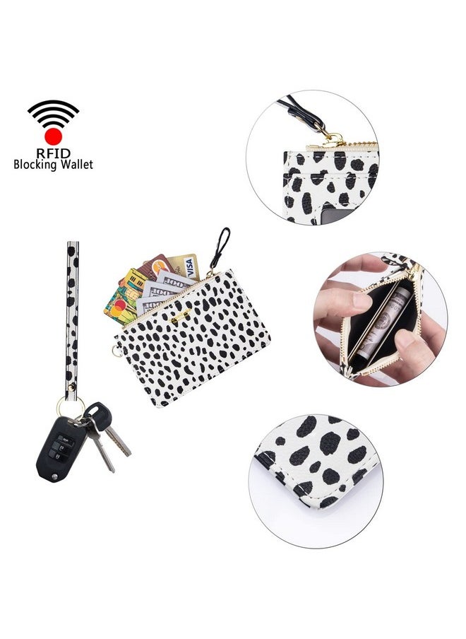 Aiyo Nice Women Slim Rfid Card Case Holder Wristlet Zip Id Case Wallet Small Leather Wallet Coin Purse With Keychain (Z-Fashion Spots)  - Image 5