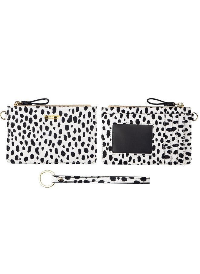 Aiyo Nice Women Slim Rfid Card Case Holder Wristlet Zip Id Case Wallet Small Leather Wallet Coin Purse With Keychain (Z-Fashion Spots)  - Image 3