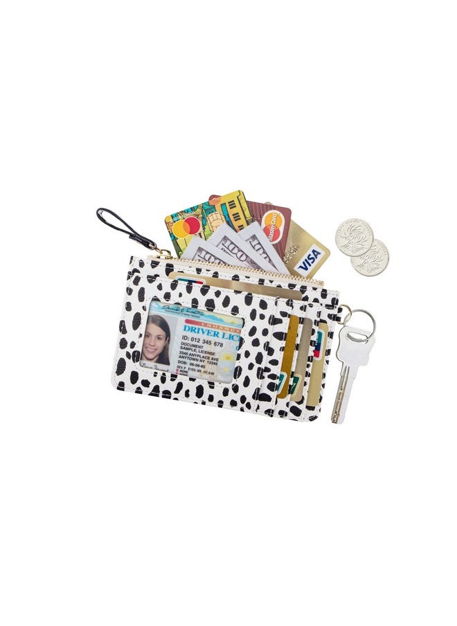 Aiyo Nice Women Slim Rfid Card Case Holder Wristlet Zip Id Case Wallet Small Leather Wallet Coin Purse With Keychain (Z-Fashion Spots)  - Image 2