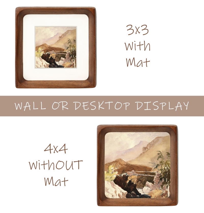 Gdfmsc Square 4x4 Picture Frame with Mat for 3x3, Natural Walnut Wood Handcrafted Rounded Corner with Real Glass, Vertical or Horizontal Display Photo Gallery Wall & Tabletop Frame - Image 3