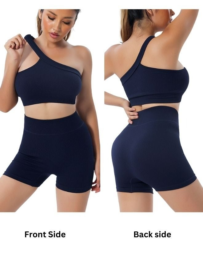 Mei Stylish Women's Seamless One Shoulder Gym Fitness Sports Workout Yoga Crop Bra Top - Image 3