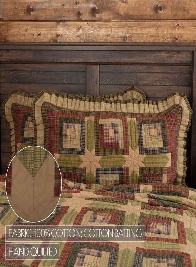 في أتش سي براندز غطاء وسادة مستطيل الشكل من القطن المرقع والمخيط يدويًا من ماركة VHC Brands، بتصميم ريفي أنيق، مناسب لغرفة النوم. - Image 4