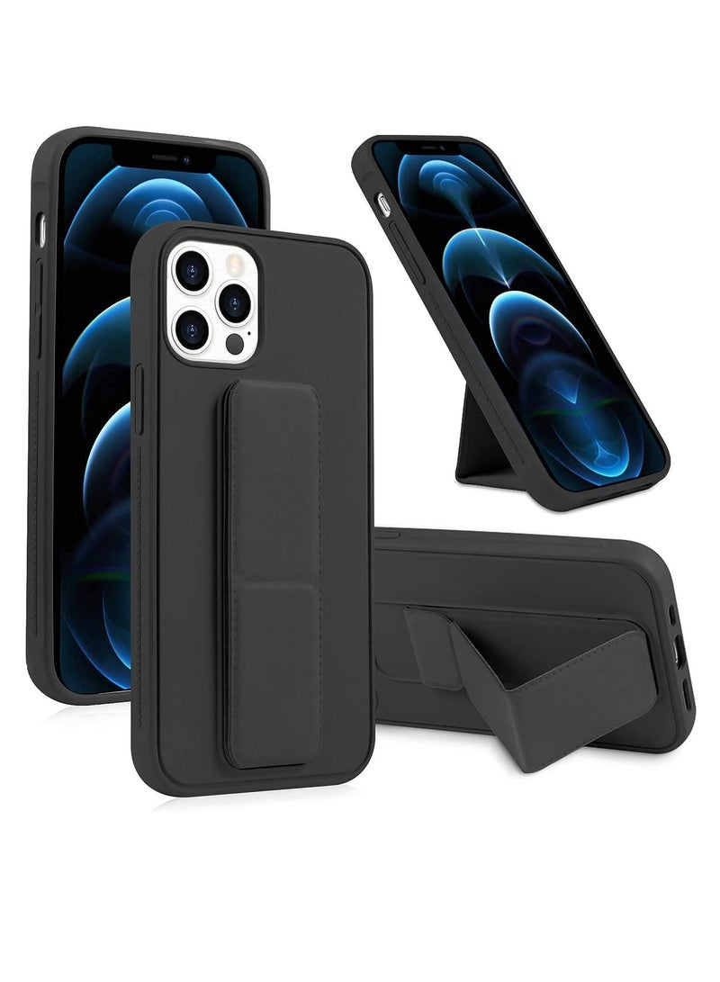 BORTONY iPhone 15 Pro Case 6.1 Inch with Magnetic Stand Holder Premium Silicone Vertical and Horizontal Hand Strap Grip Multi Stand Car Mount Kickstand Case Finger Strap Cover - Image 1