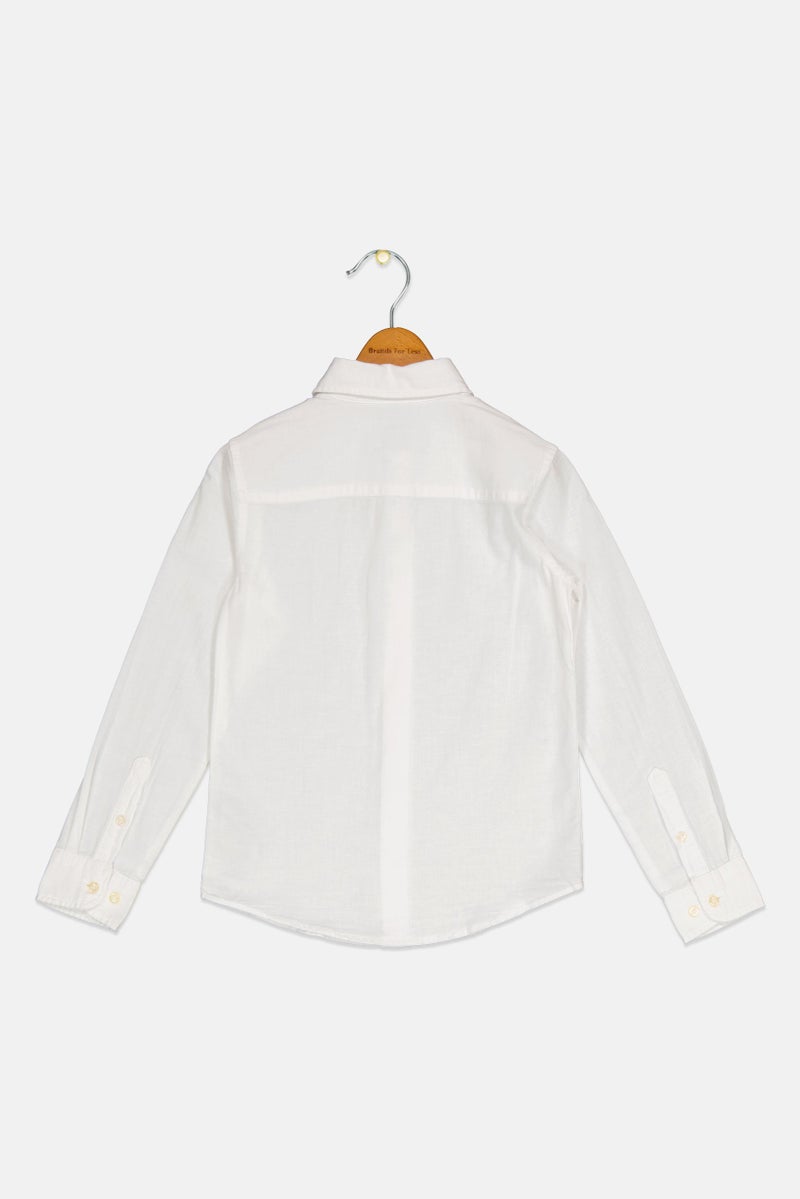 Jack Jones Kids Boy Long Sleeves Solid Casual Shirts, White  - Image 2