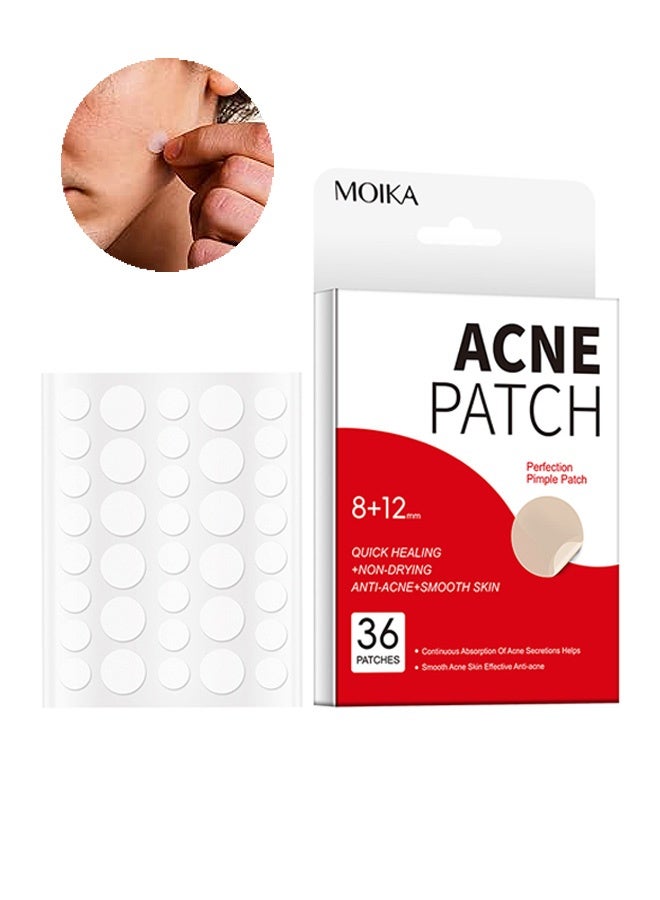 MOIKA Pimple Patches for Face count, Hydrocolloid Acne Pimple Patch for Covering Zits and Blemishes, 36 paches Acne Patches - Image 1