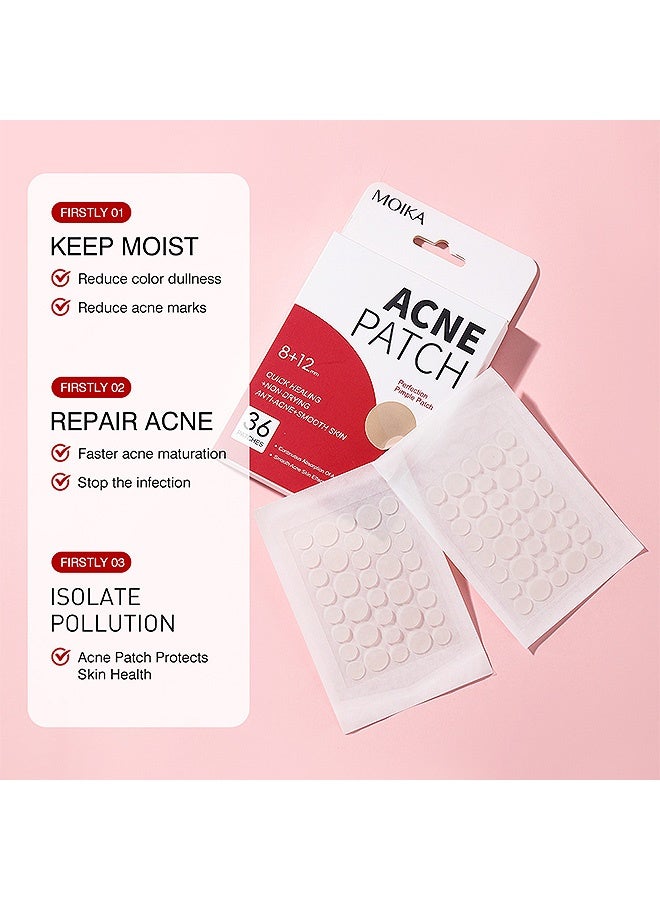 MOIKA Pimple Patches for Face count, Hydrocolloid Acne Pimple Patch for Covering Zits and Blemishes, 36 paches Acne Patches - Image 3