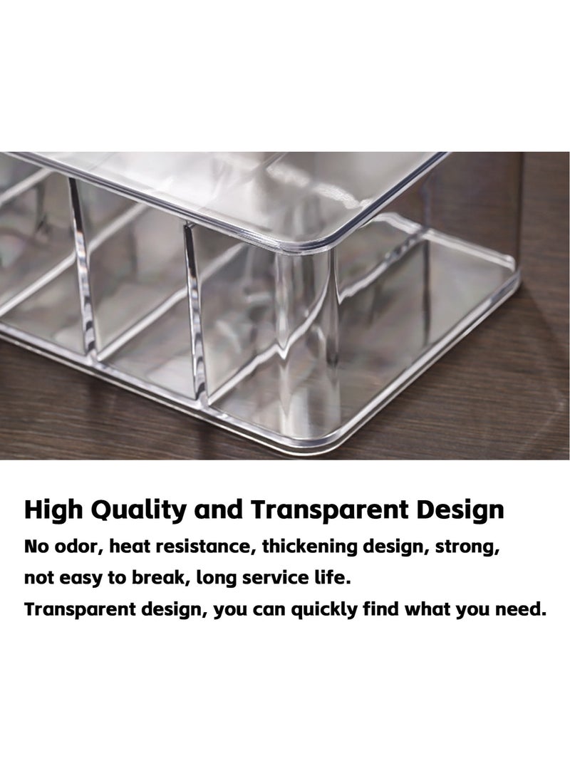 Teuuea 2 Pieces Charger Cable Organizer Storage Box, Clear Data Cable Cord Case with Lid, 8 Compartments Grids, Home Office Desk Transparent Electronics Cable Holder with 20PCS Cable Straps (27*9.5*6CM)  - Image 4