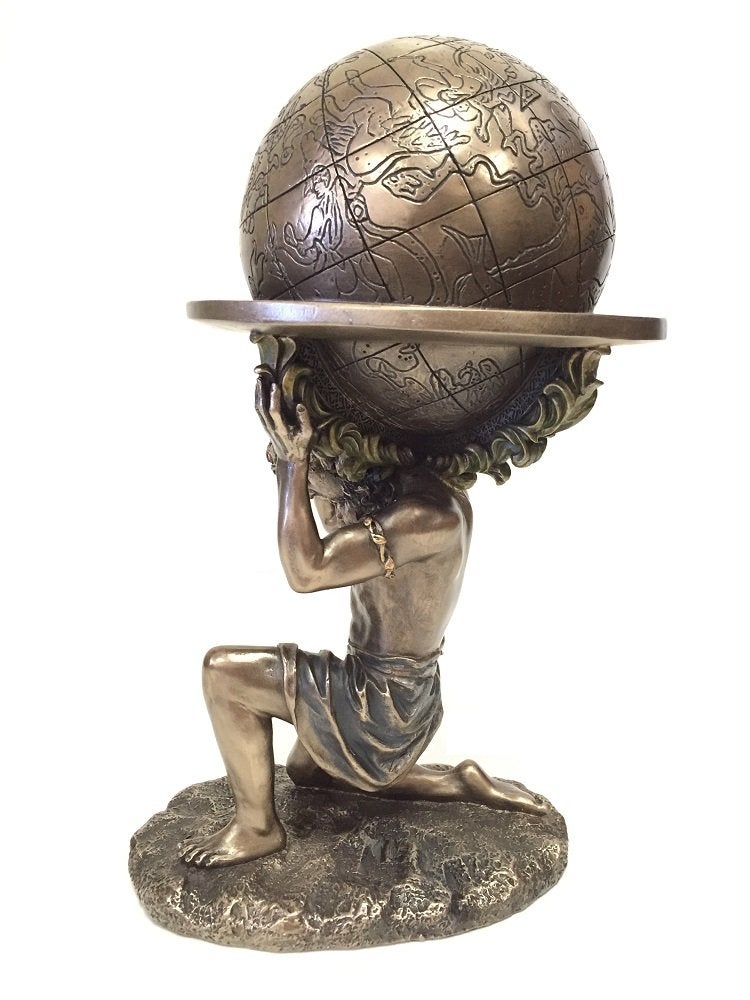 Veronese Design 9 Inch Greek Titan Atlas Carrying The World Statue Cold Cast Resin Antique Bronze Finish - Image 4