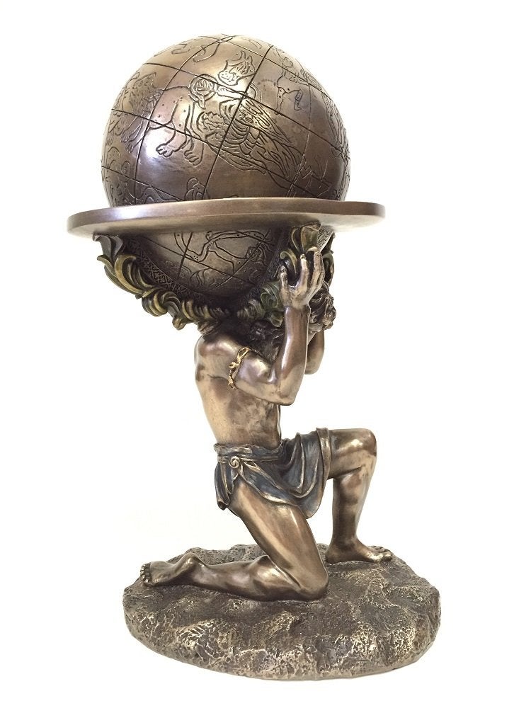Veronese Design 9 Inch Greek Titan Atlas Carrying The World Statue Cold Cast Resin Antique Bronze Finish - Image 2